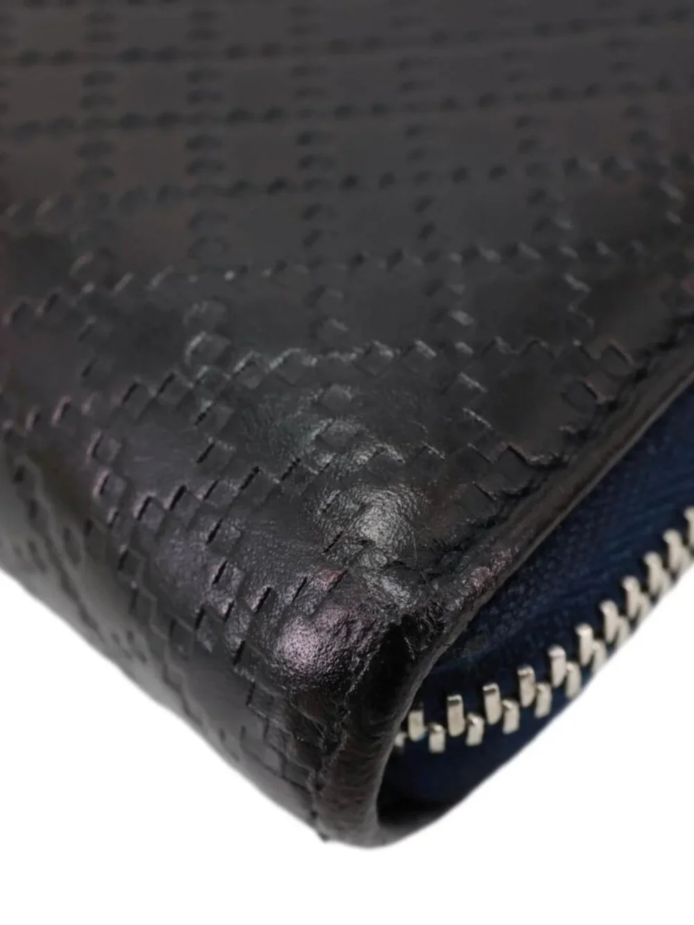 Gucci  Diamante Leather Long Wallet Navy Blue 307990